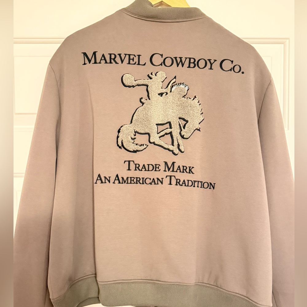 Marvel Cowboy Co. Gray Crewneck Bomber Jacket